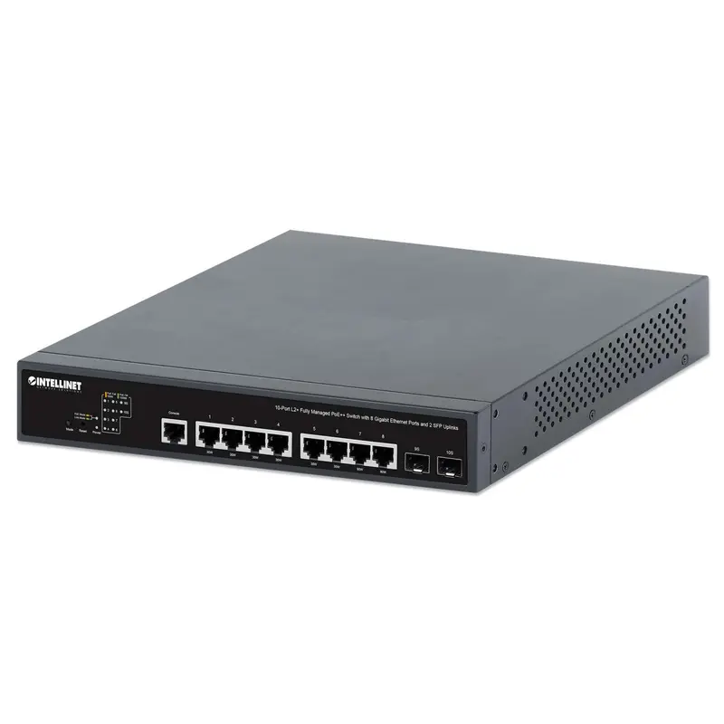 10-Port L2+ Fully Managed PoE++ Switch mit 8 Gigabit Ethernet-Ports und 2 SFP-Uplinks