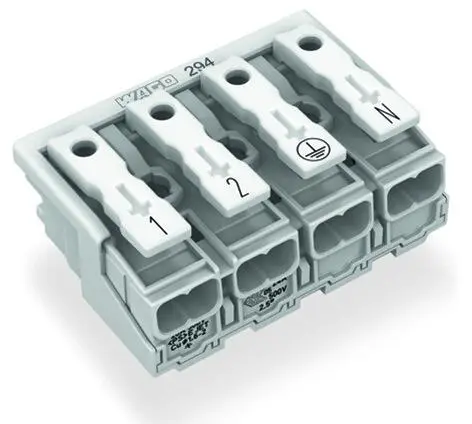 10 x Wago Leuchtenanschlussklemme 294-4014, Drücker extern, ohne PE-Kontakt; 4-polig, max. 2,5mm²