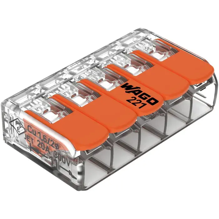 10 x Wago Verbindungsklemme Compact, 221-415, 5 Leiter, 4mm², mit Hebel