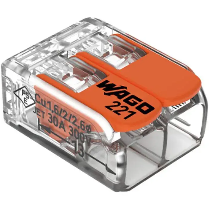 10 x Wago Verbindungsklemme Compact, 221-612, 2 Leiter, 6mm², mit Hebel