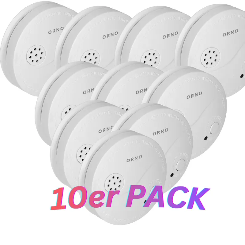 10x Orno Rauchmelder mit 9V Batterie Feuermelder-Set 10 Jahres Sensor 85dB EN 14604