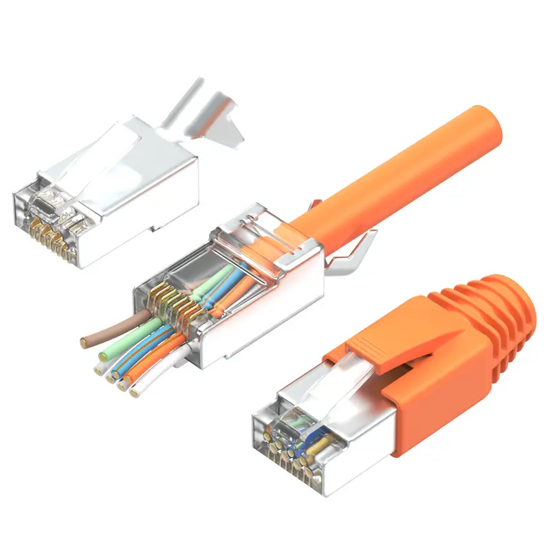 10x RJ45 Stecker Cat 7 Pass-Through – LAN Netzwerkstecker für Verlegekabel, Ethernet Crimp Stecker 10 Gigabit