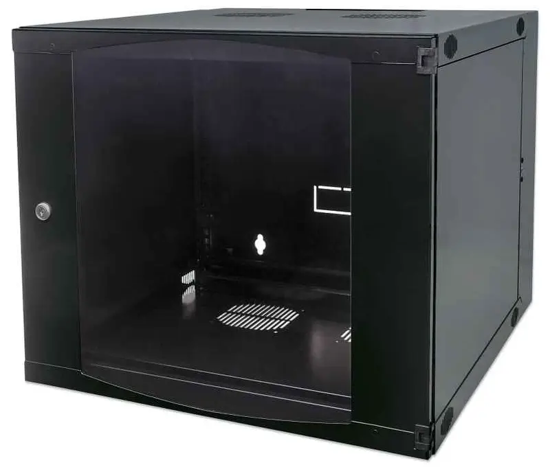 12 HE 19" Netzwerk-Wandverteiler mit Schwenkrahmen, Standard Line, 450 mm Tiefe, schwarz