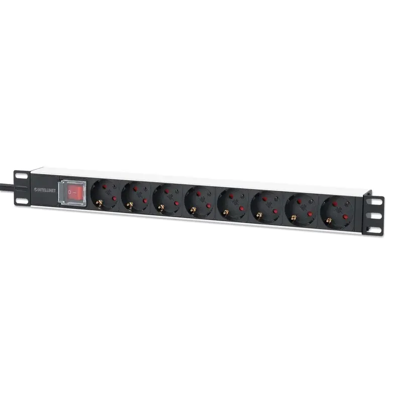 19" 8-fach Steckdosenleiste / PDU, Schutzkontakt, 1 HE