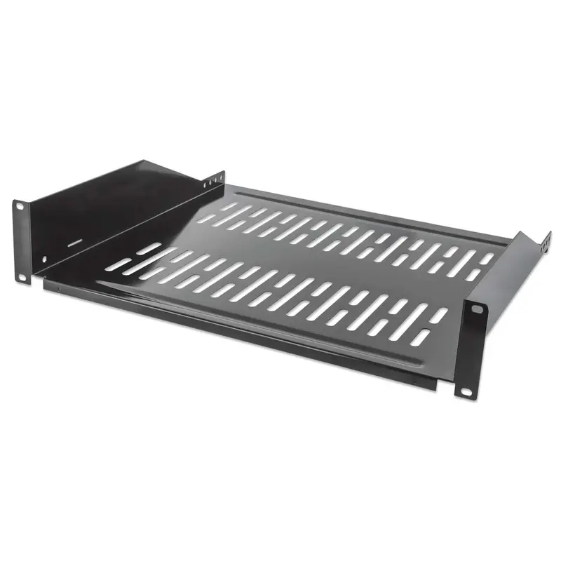 19" Fachboden zur Frontmontage, 2 HE, 400 mm Tiefe, schwarz
