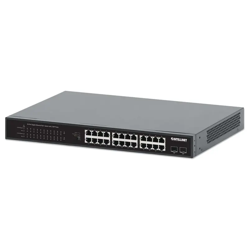 24-Port Gigabit Ethernet PoE+ Switch mit 2 SFP-Ports