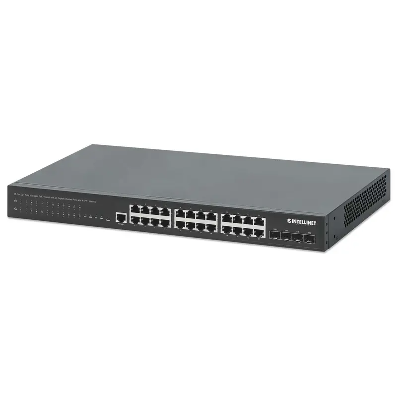 28-Port L2+ Fully Managed PoE+ Switch mit 24 Gigabit Ethernet-Ports und 4 SFP+ Uplinks
