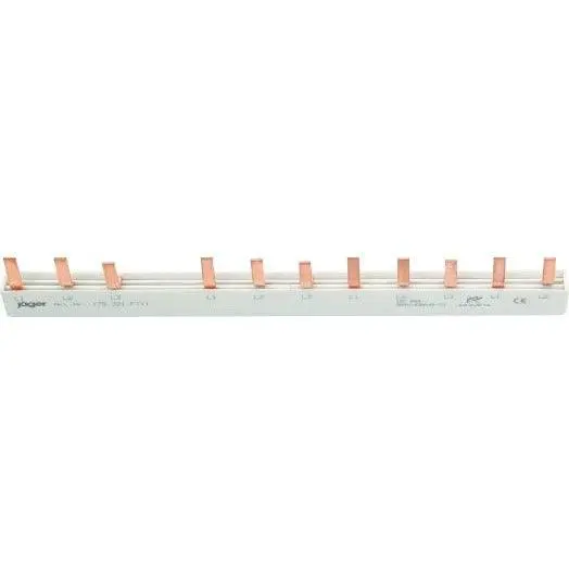 3-Phasen-Stiftschiene geschlossen, 11 Module, L-Ausführung, FI/LS Kombi, 178 mm lang