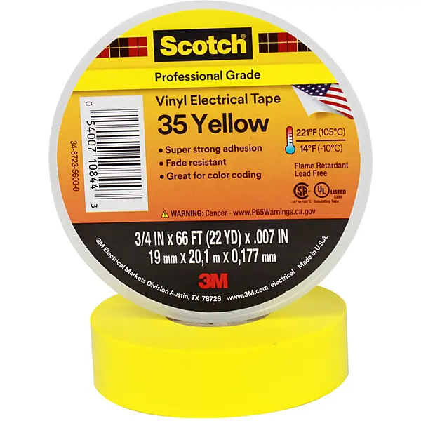 3M PVC Elektro-Isolierband 19mm x 20 m Scotch 35-19x20 gelb