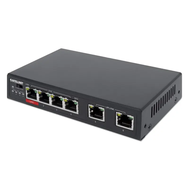 6-Port Fast Ethernet Switch mit 4 PoE-Ports (1 x High-Power PoE)