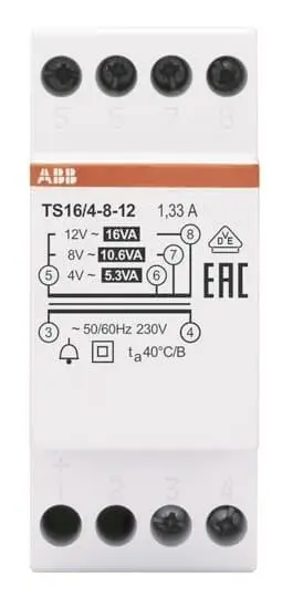 ABB Klingeltransformator     TS16/4-8-12 16VA 4-8-12VAC 2CSM228625R0812