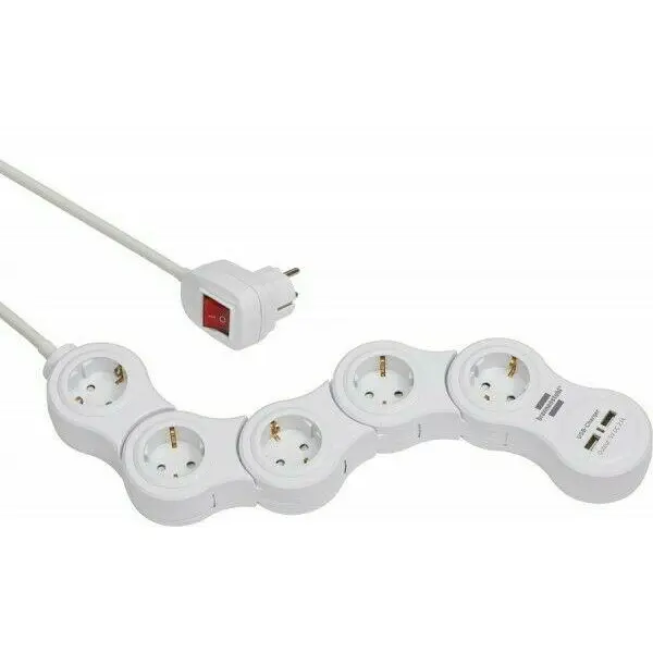 Brennenstuhl 1155350210 Vario Power Steckdosenleiste mit USB-Ladefunktion 5-fach