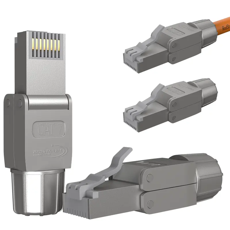 CAT 7 RJ45 Netzwerkstecker werkzeuglos Silber – geschirmter LAN Stecker für stabile Netzwerkverbindungen