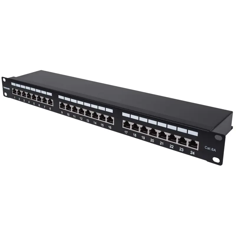 Cat6a 10G 24-Port Patchpanel, geschirmt, 1 HE