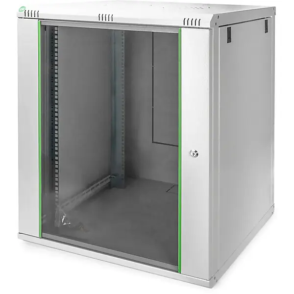DIGITUS Wandschrank mit Glastür 16HE 600x600 grau DN-19 16U-6/6-EC