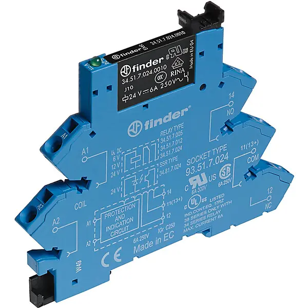 Finder Koppelrelais 6,2mm 24VDC/AC 1 Wechsler 38.61.0.024.0060