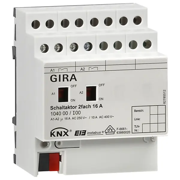 Gira Schaltaktor 2-fach 16A, EIB REG 104000