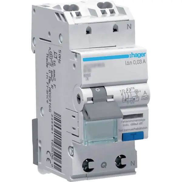 Hager FI/LS-Schalter 1P+N 6kA C-20A 30mA ADS970D