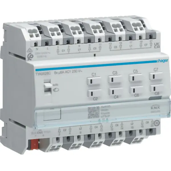 Hager Rollladen-/Jalousieaktor 8-fach KNX, 230V TYAS628C