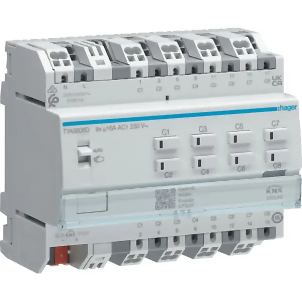 Hager Schalt-/Jalousieaktor 8/4-fach KNX, 16A TYAS608D