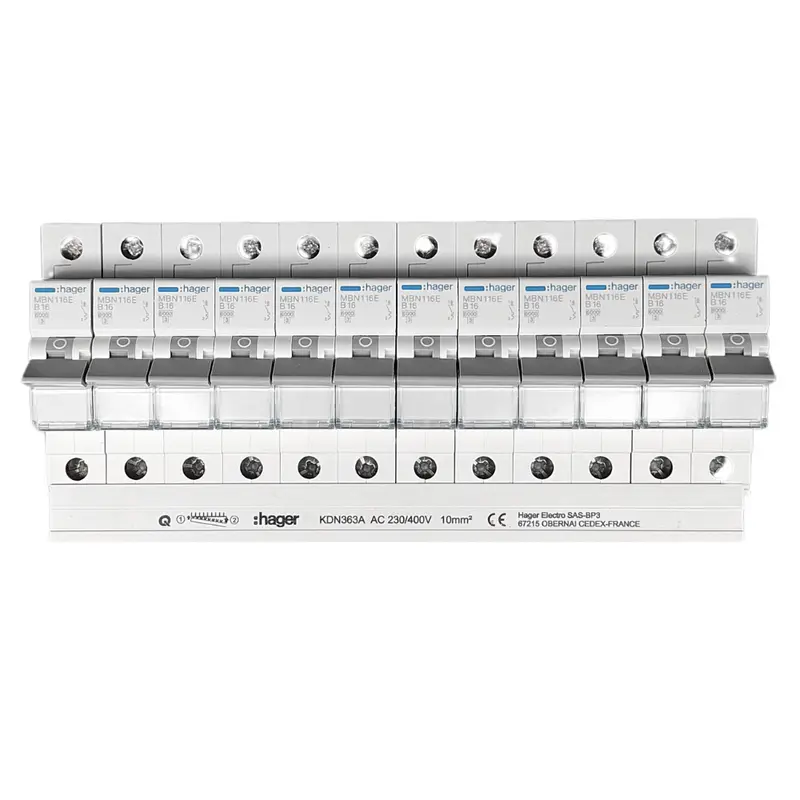Hager Set 12 x LS MBN116E + Phasenschiene KDN363A