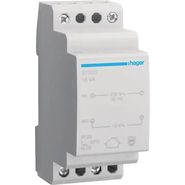 Hager Sicherheitstrafo 230V/12V 18VA 2PLE ST320