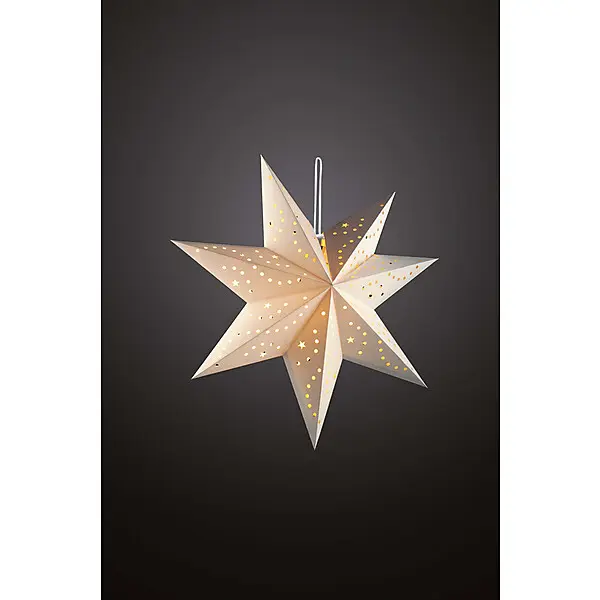 HELLUM LED-Papierstern weiß 60cm ww mit Fernbedienung 521801