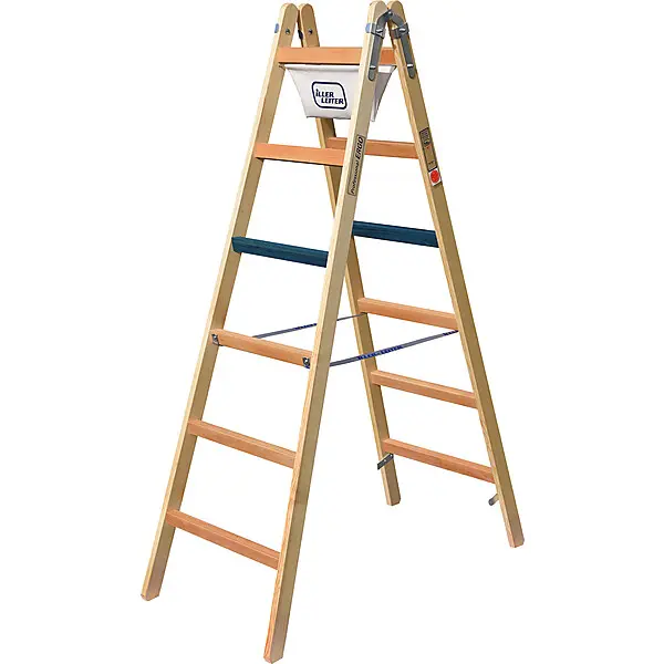 ILLER-LEITER Breitsprossenstehleiter Professional 2x7 Sp. 1107-7