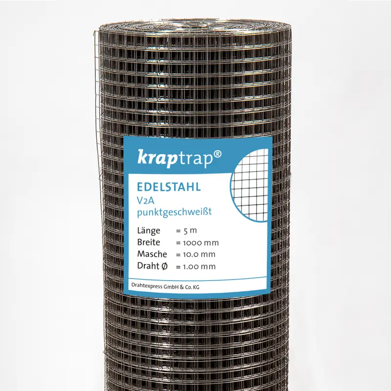 Kraptrap® Edelstahl Drahtgitter V2A 10x10 mm mit 1,0 mm Stärke