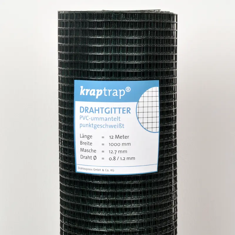 Kraptrap® schwarzes, feuerverzinktes Drahtgitter 12,7 x 12,7  mm mit 1,1 mm Gesamtstärke