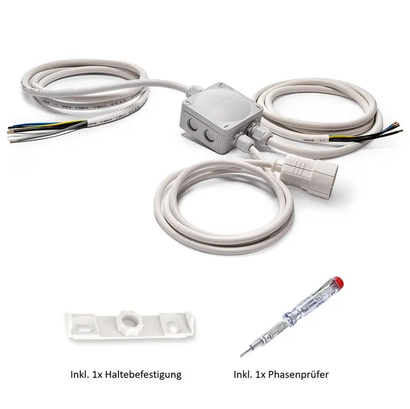 Küchenanschlussbox, Splitter-Box mit 2m Kabel - Küchenanschlussverteiler 3-fach für Kochfeld & Backofen