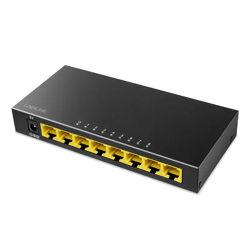 LogiLink 8-Port Gigabit Desktop Switch – Ethernet Netzwerk Switch, Metallgehäuse, lüfterlos, Plug & Play (NS0117)