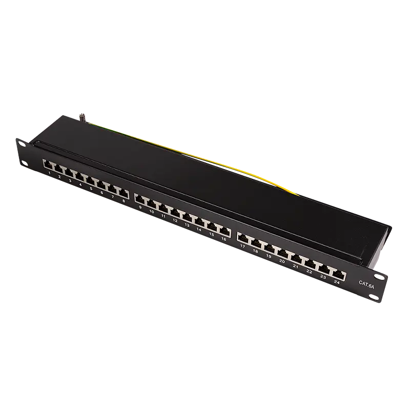 LogiLink Patchpanel Cat.6A – 24-Port RJ45, geschirmt, 19 Zoll, PoE/PoE+/PoE++, Schwarz (RAL 9005)