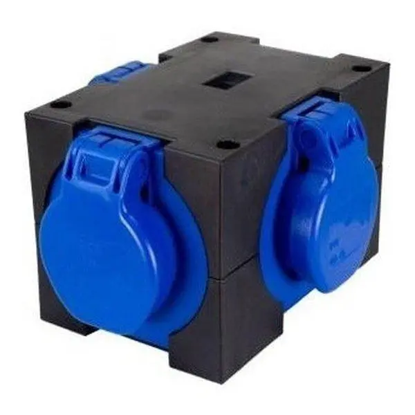 PCE 9430005 CEE-Kompakt-Verteiler, IP44, CEE-Stecker, 16A, 3-pol., 3x Schukodosen (ungesichert)
