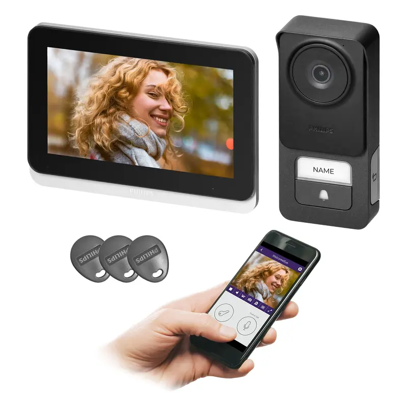 Philips WelcomeEye Connect 3 – Premium Video-Türsprechanlage mit 3K-Kamera, Wi-Fi & RFID