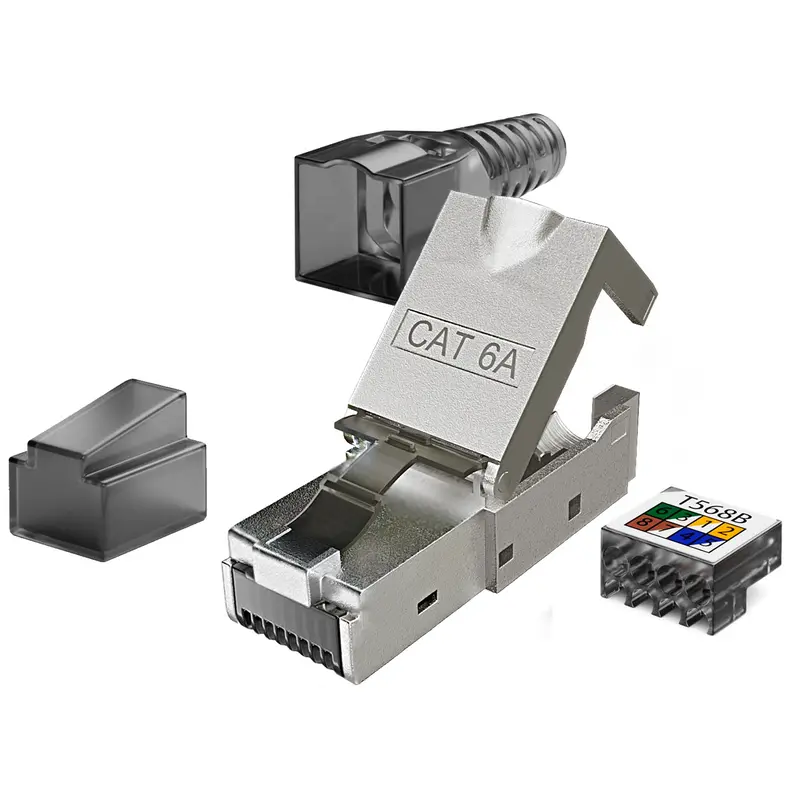 RedStar24 CAT6a Netzwerkstecker RJ45 Werkzeuglos – Geschirmt – 10 Gigabit Ethernet – für Verlegekabel – Sets 1 bis 24 Stück