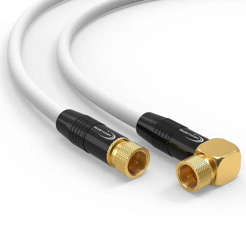 RedStar24 SAT Kabel 135 dB – 90° F-Winkelstecker + F-Stecker, Schwarz/Weiß, 1–20 m
