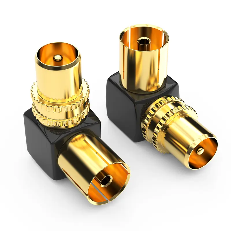 RedStar24 TV Koax Winkeladapter 90° – IEC Stecker auf IEC Buchse – vergoldet Vollmetall – 2er/4er/10er Set