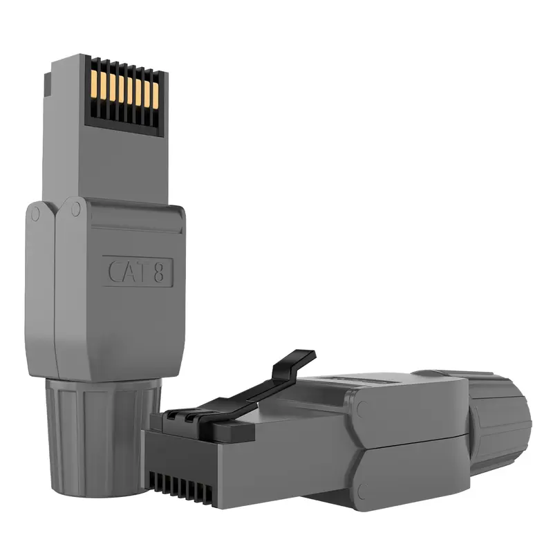 RJ45 Stecker werkzeuglos Cat.8 – 2er & 4er Set LAN Netzwerkstecker geschirmt für Cat 6/6A/7/7A/8 Verlegekabel – 40 Gbit/s