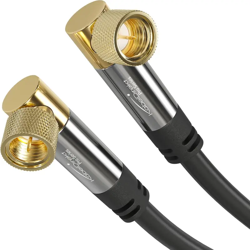 SAT Kabel 90° gewinkelte F-Stecker, 75 Ohm - Koaxialkabel für TV, HDTV, Radio, DVB-T2, DVB-C, DVB-S, DVB-S2
