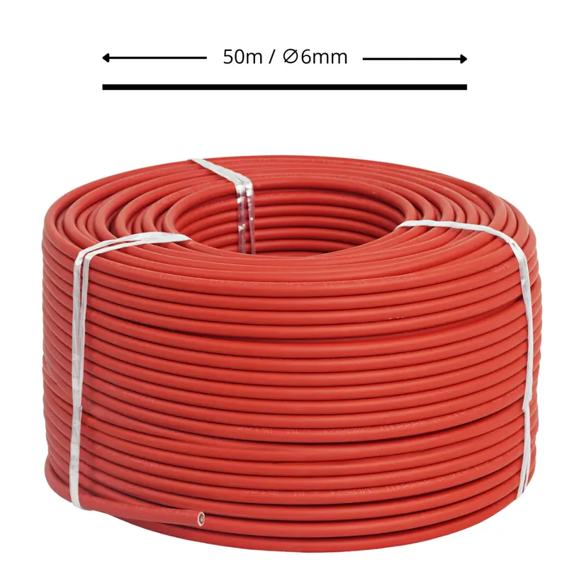 Solarkabel 6 mm2 H1Z2Z2-K PV Kabel für Solaranlagen Rot 50m