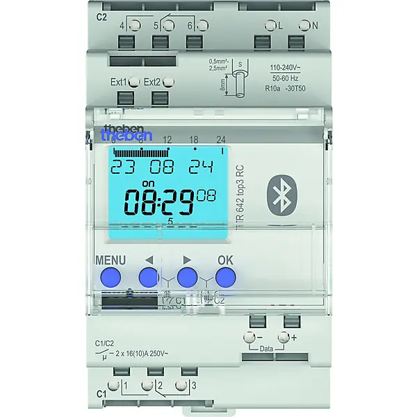 Theben Digitale Zeitschaltuhr Astroprogr., 2 Kanal TR 642 top3 BLE RC