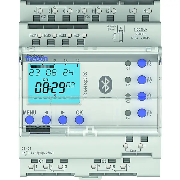 Theben Digitale Zeitschaltuhr Astroprogr., 4 Kanal TR 644 top3 BLE RC