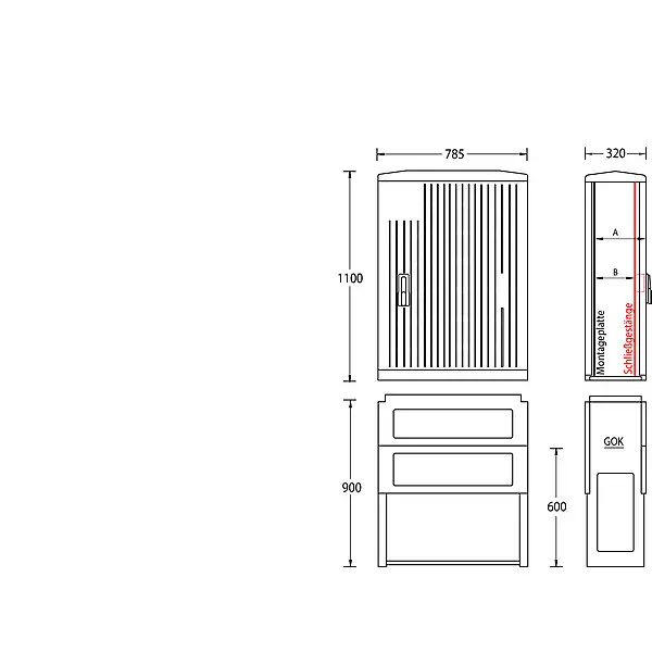 UESA Normschrank IP44 1100x785x320mm A100-M-1100
