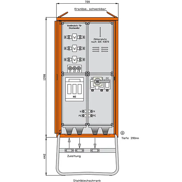 WALTHER-WERKE Anschlussschrank 173kVA/1Abg/1Z/1W WA0031